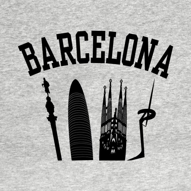 BARCELONA Skyline (Black) by sundressed